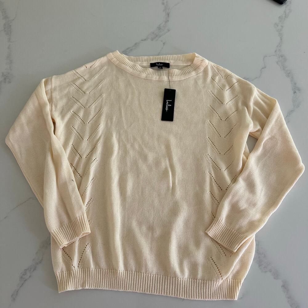 NWT Lulus Cream Chevron Knit Sweater size Small